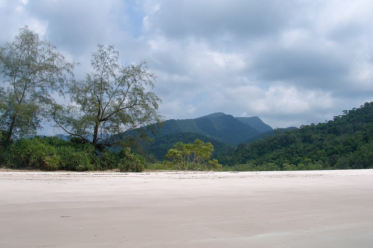 The long empty beach of Ao Son on the west coast of Koh Tarutao